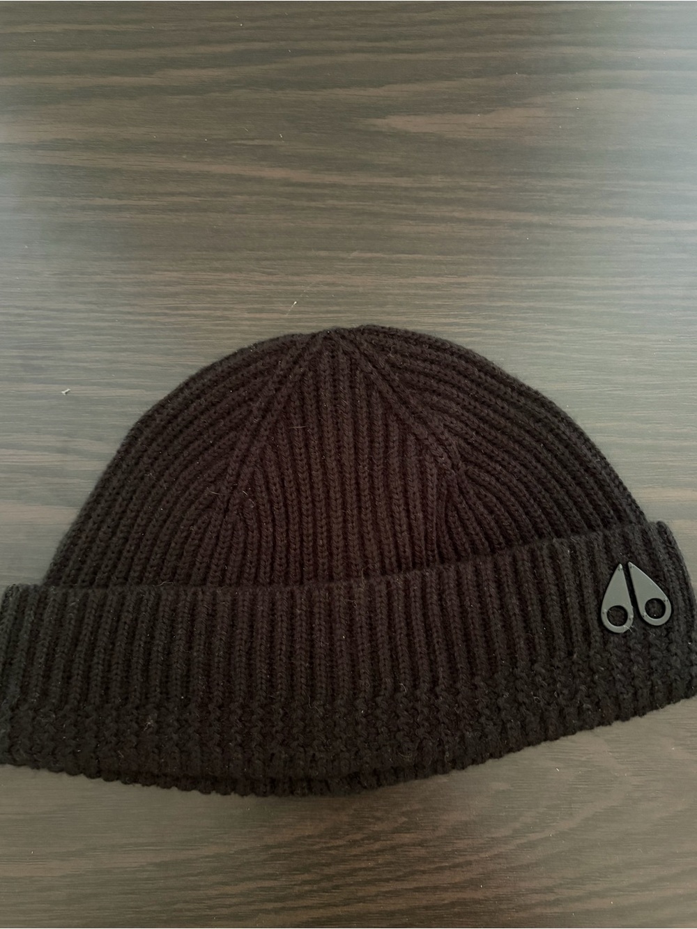 Moose Knuckles Black Ribbed Cuffed Beanie